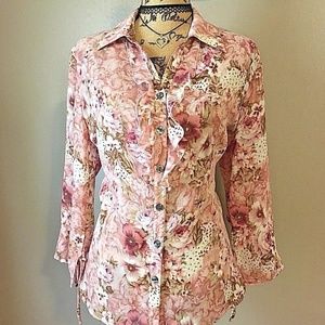 Kathy Che Blouse Career Casual Work Vintage Floral